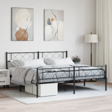 vidaXL fekete fém ágykeret fej- és lábtámlával 180 x 200 cm ágy és ágykellék