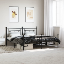 vidaXL fekete fém ágykeret fej- és lábtámlával 180 x 200 cm ágy és ágykellék