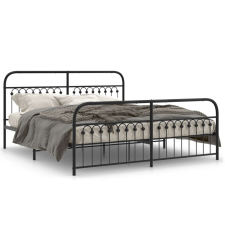 vidaXL fekete fém ágykeret fej- és lábtámlával 183 x 203 cm ágy és ágykellék
