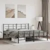 vidaXL fekete fém ágykeret fej- és lábtámlával 183 x 213 cm