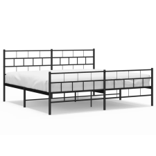 vidaXL fekete fém ágykeret fej- és lábtámlával 183 x 213 cm (355682) ágy és ágykellék