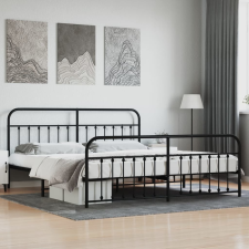 vidaXL fekete fém ágykeret fej- és lábtámlával 193 x 203 cm ágy és ágykellék