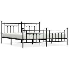 vidaXL Fekete fém ágykeret fej- és lábtámlával 193 x 203 cm ágy és ágykellék