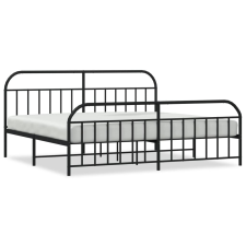 vidaXL fekete fém ágykeret fej- és lábtámlával 193 x 203 cm (353659) ágy és ágykellék