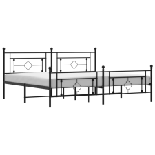 vidaXL fekete fém ágykeret fej- és lábtámlával 193 x 203 cm (374363) ágy és ágykellék