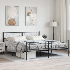 vidaXL fekete fém ágykeret fej- és lábtámlával 200 x 200 cm ágy és ágykellék
