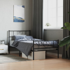 vidaXL fekete fém ágykeret fej- és lábtámlával 75 x 190 cm ágy és ágykellék