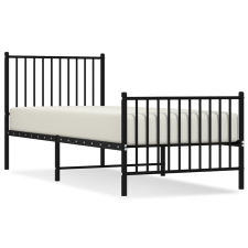 vidaXL fekete fém ágykeret fej- és lábtámlával 75 x 190 cm (350872) ágy és ágykellék