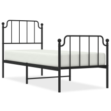 vidaXL fekete fém ágykeret fej- és lábtámlával 80 x 200 cm (373896) ágy és ágykellék