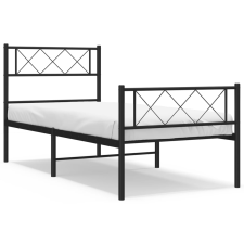 vidaXL fekete fém ágykeret fej- és lábtámlával 90 x 190 cm (372287) ágy és ágykellék