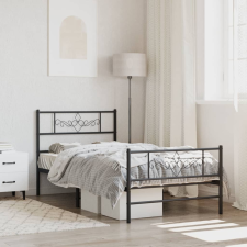 vidaXL fekete fém ágykeret fej- és lábtámlával 90 x 200 cm ágy és ágykellék