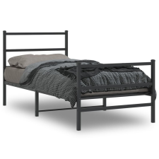 vidaXL fekete fém ágykeret fej- és lábtámlával 90 x 200 cm ágy és ágykellék