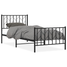 vidaXL fekete fém ágykeret fej- és lábtámlával 90 x 200 cm (374448) ágy és ágykellék