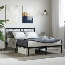 vidaXL fekete fém ágykeret fejtámlával 140 x 190 cm ágy és ágykellék
