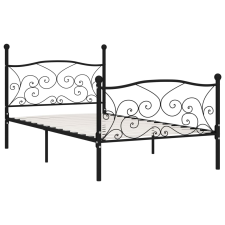 vidaXL fekete fém ágykeret lécezett ágyráccsal 100 x 200 cm (284455) ágy és ágykellék