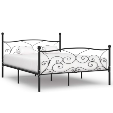 vidaXL fekete fém ágykeret lécezett ágyráccsal 200 x 200 cm ágy és ágykellék
