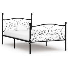 vidaXL Fekete fém ágykeret lécezett ágyráccsal 90 x 200 cm ágy és ágykellék