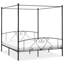 vidaXL fekete fém baldachinos ágykeret 180 x 200 cm kerti bútor
