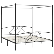 vidaXL fekete fém baldachinos ágykeret 180 x 200 cm   (284438) ágy és ágykellék