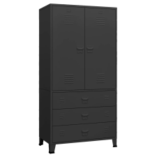 vidaXL fekete fém ipari ruhásszekrény 90 x 50 x 180 cm (339613) bútor
