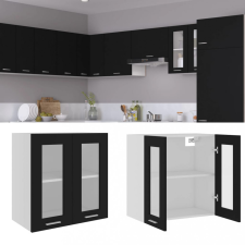 vidaXL Fekete forgácslap függő üvegszekrény 60 x 31 x 60 cm bútor