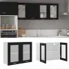 vidaXL Fekete forgácslap függő üvegszekrény 80 x 31 x 60 cm