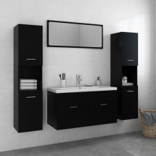 vidaXL Fekete forgácslap fürdőszobai bútorszett fürdőszoba bútor