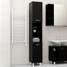 vidaXL fekete forgácslap fürdőszobaszekrény 30 x 30 x 179 cm fürdőszoba bútor