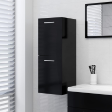 vidaXL fekete forgácslap fürdőszobaszekrény 30 x 30 x 80 cm fürdőszoba bútor