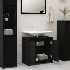 vidaXL Fekete forgácslap fürdőszobaszekrény 60 x 33 x 58 cm fürdőszoba bútor