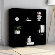 vidaXL fekete forgácslap könyvszekrény 98 x 30 x 98 cm bútor