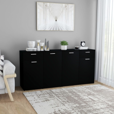 vidaXL fekete forgácslap tálalószekrény 160 x 36 x 75 cm bútor