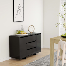 vidaXL fekete forgácslap tálalószekrény 3 fiókkal 120 x 41 x 75 cm bútor