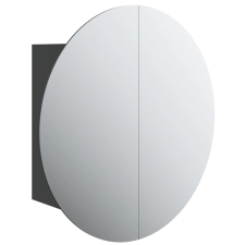 vidaXL fekete fürdőszobaszekrény kerek tükörrel/LED-del 47x47x17,5 cm (345584) fürdőszoba bútor