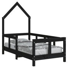 vidaXL fekete gyerek tömör fenyőfa ágykeret 70 x 140 cm (834557) gyermekbútor