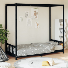 vidaXL fekete gyerek tömör fenyőfa ágykeret 90 x 200 cm ágy és ágykellék
