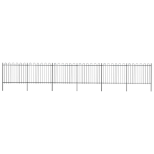 vidaXL fekete hajlított tetejű acélkerítés 10,2 x 1,5 m kerti dekoráció