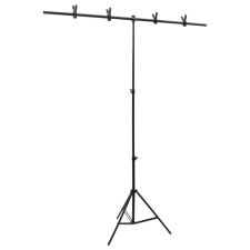 vidaXL fekete háttér állvány T-alakú 151x60x(70-200) cm háttérkarton