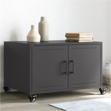 vidaXL fekete hidegen hengerelt acél dohányzóasztal 68 x 50 x 43,5 cm bútor