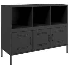 vidaXL fekete hidegen hengerelt acél tálalószekrény 100,5 x 39 x 79 cm bútor
