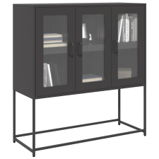 vidaXL fekete hidegen hengerelt acél tálalószekrény 100,5x39x107 cm bútor