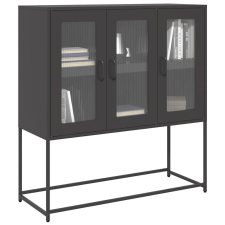 vidaXL fekete hidegen hengerelt acél tálalószekrény 100,5x39x107 cm bútor