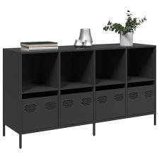 vidaXL fekete hidegen hengerelt acél tálalószekrény 135x39x73,5 cm bútor