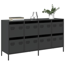 vidaXL fekete hidegen hengerelt acél tálalószekrény 135x39x73,5 cm bútor