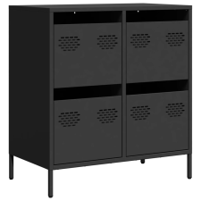 vidaXL fekete hidegen hengerelt acél tálalószekrény 68,5x39x72 cm (851256) bútor