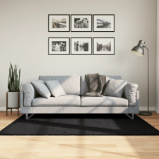 vidaXL fekete hosszú szálú bozontos modern szőnyeg 120 x 170 cm lakástextília