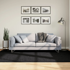 vidaXL fekete hosszú szálú bozontos modern szőnyeg 160 x 230 cm lakástextília