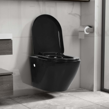 vidaXL fekete kerámia perem nélküli fali WC hűtés, fűtés szerelvény