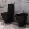 vidaXL Fekete Kerámia WC és Kagyló Készlet (141136 + 140666)