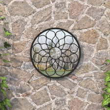 vidaXL fekete kerek vas kerti tükör kültéri használatra 40 x 3 cm bútor